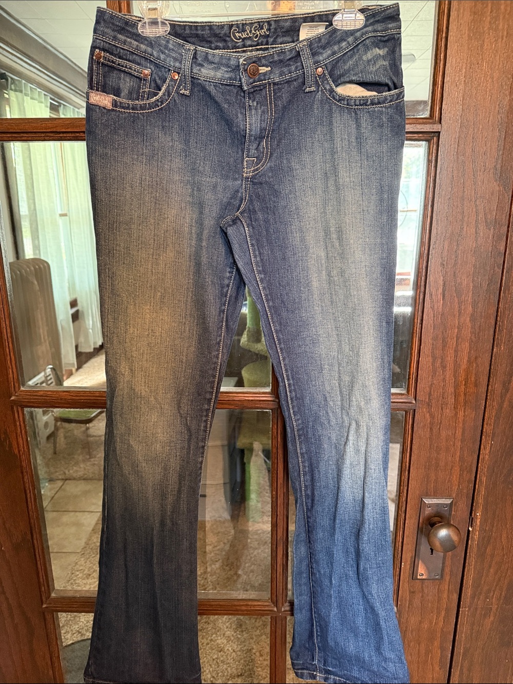 Cruel Girl Womens Bootcut Jeans Medium Wash Low Rise Extra Long Size 7 XLONG Y2K